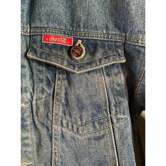 COCA COLA VINTAGE jean jacket size small 80s/90s lightwash denim - Picture 6 of 14